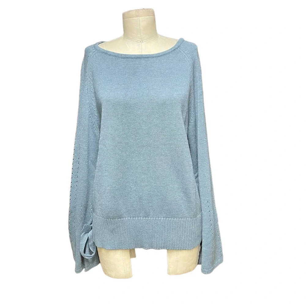 Sundance Aryka Bell Tie Sleeve Sweater in Blue‎ Size Large